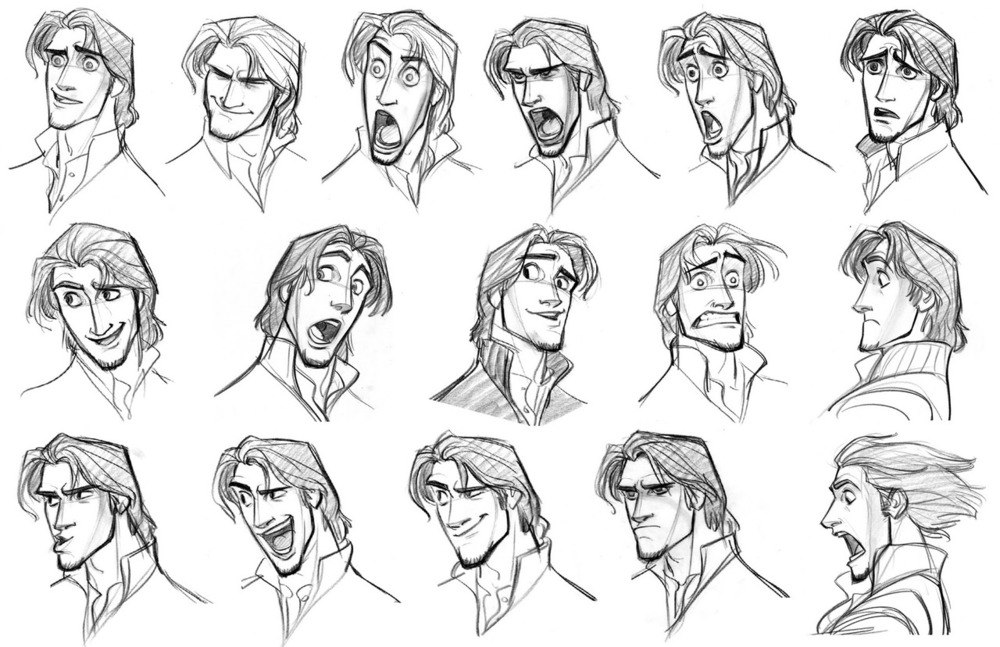 Croquis d'expressions faciales réalisés par Glen Keane