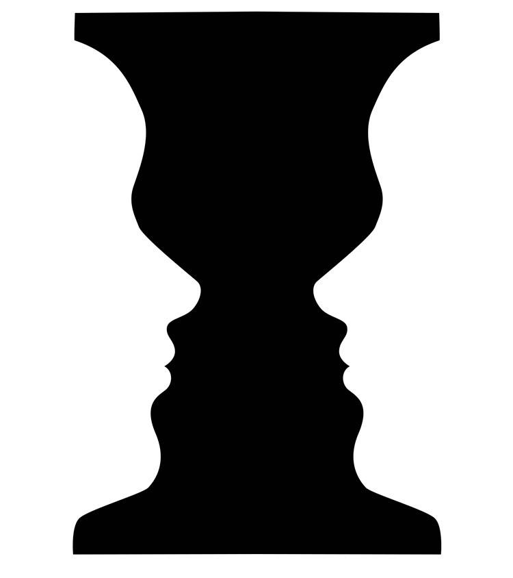 Illusion d'optique vase et deux visages