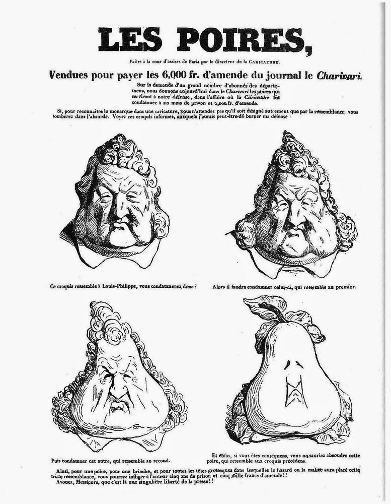 Caricature du roi Louis-Philippe Ier dessiné en forme de poire 