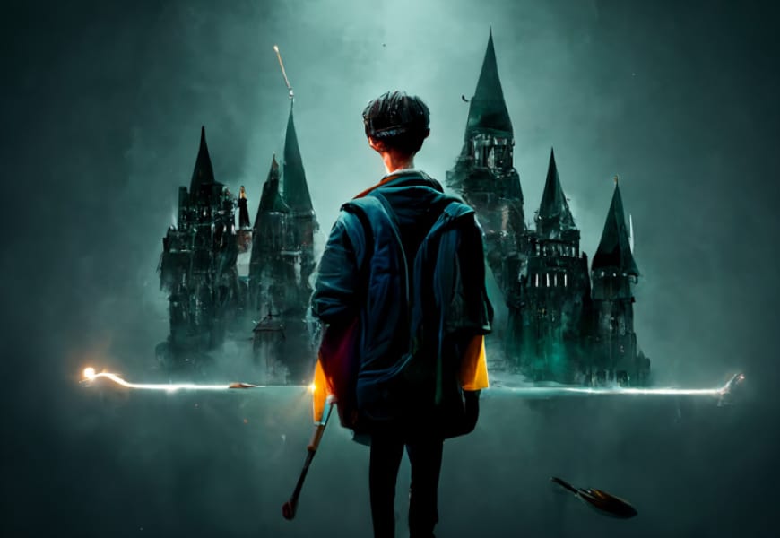 Image générée avec l’IA :  "Harry Potter concept art"​