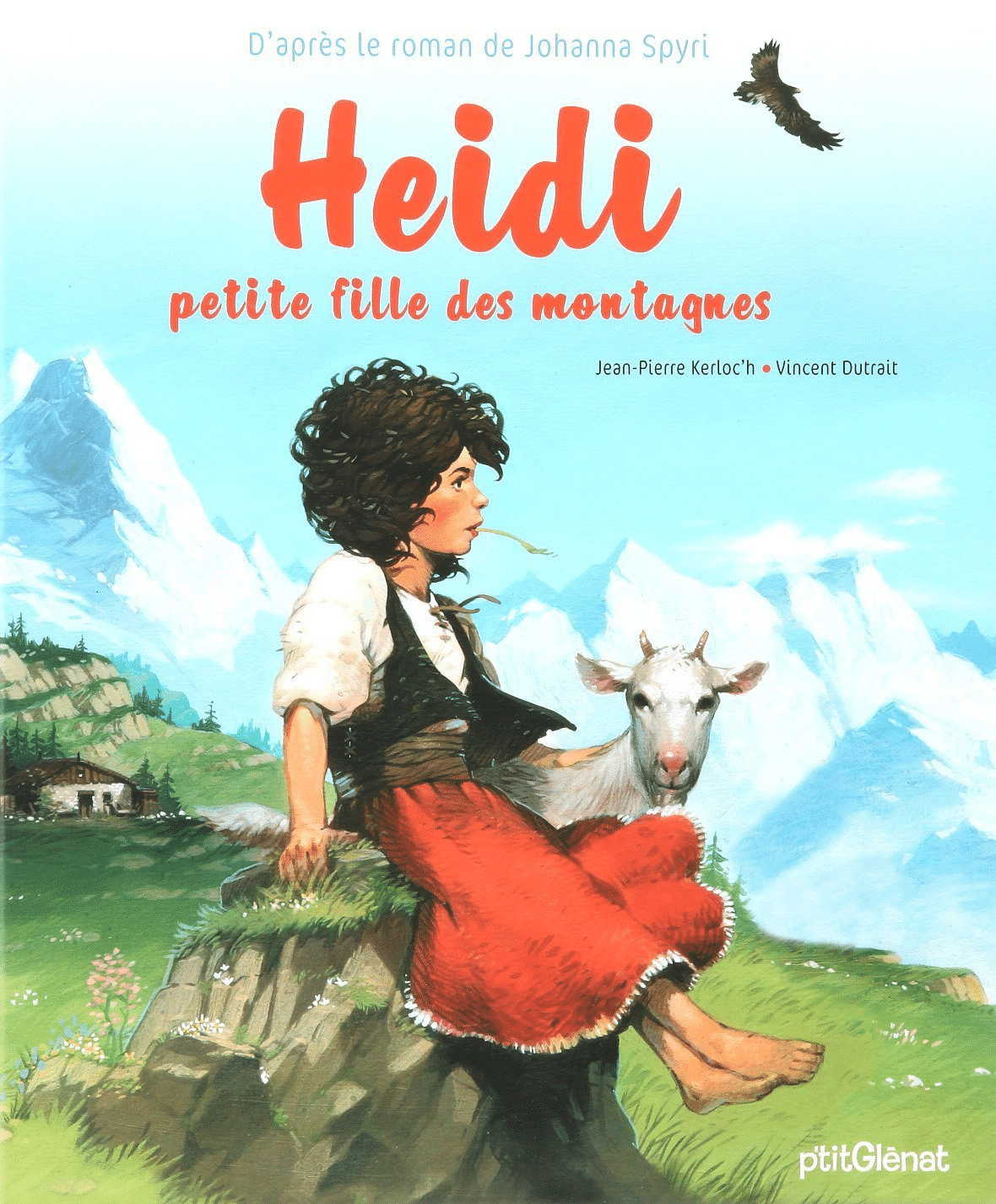 Couverture du livre Heidi illustrée par Vincent Dutrait montrant une jeune fille dans les Alpes avec une chèvre