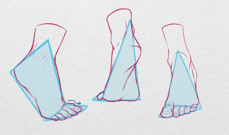 Dessiner les pieds posés sur la pointe